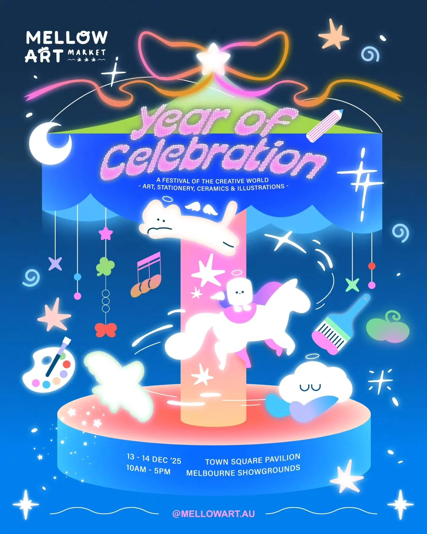 Mellow Art Market year of celebration poster artwork